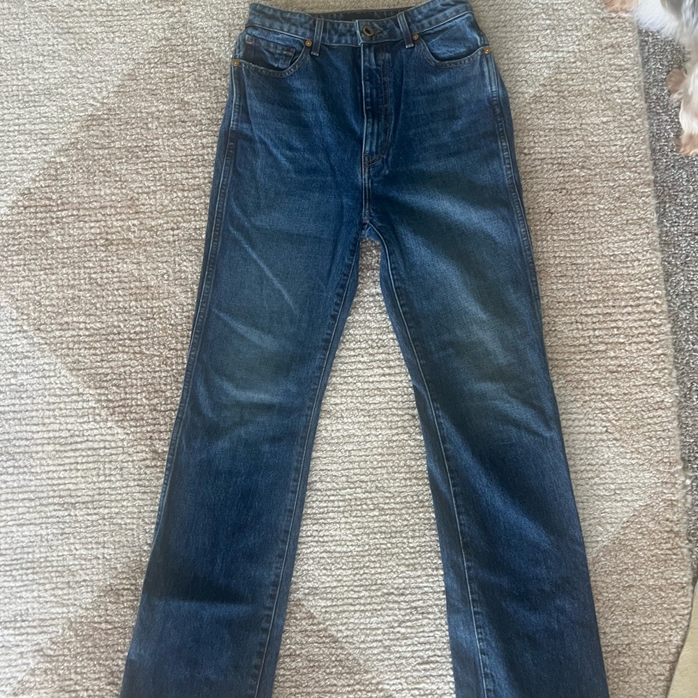 KHAITE Danielle 100% cotton jeans in mid-blue, size 27 - Picture 3 of 15